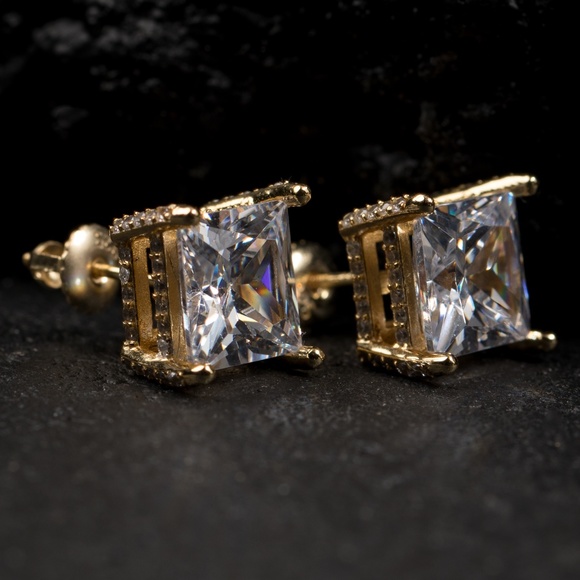 Tsv Jewelers Other - Square Large 14K Gold Sterling Silver Earrings